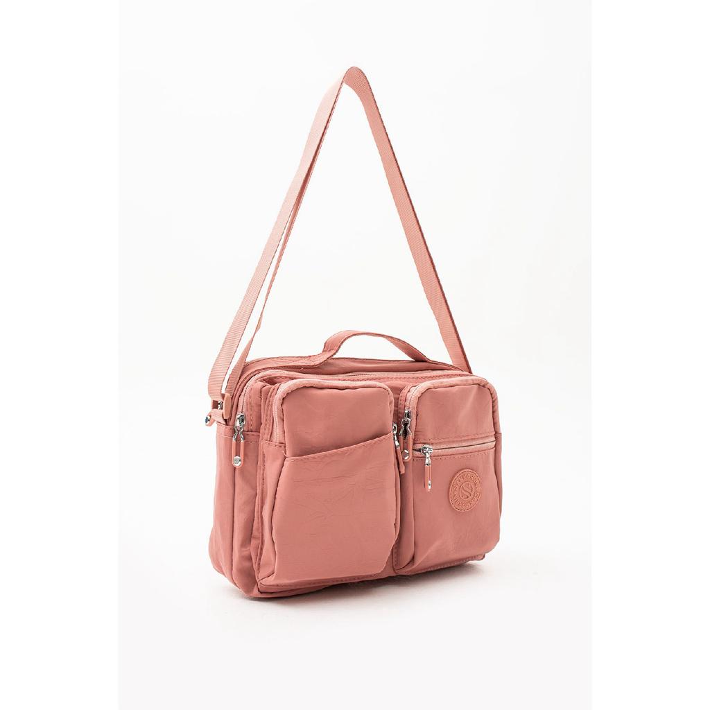 Women's Multi-pocket Waterproof Satin Fabric Adjustable Cross Strap Shoulder Bag