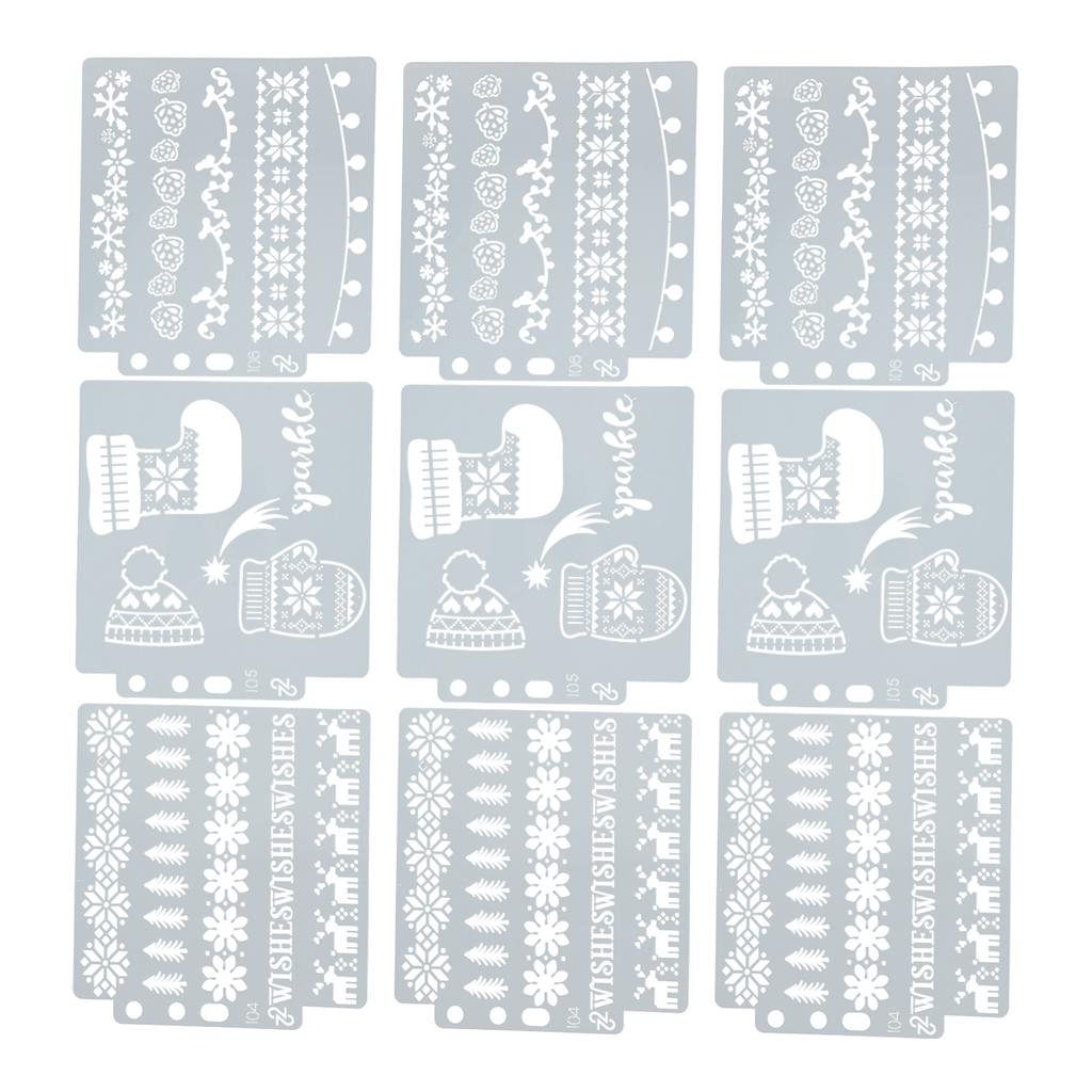 9 шт. полых шаблонов для рисования из ПЭТ рождественского стиля, многоразовые трафареты для копирования и рисования