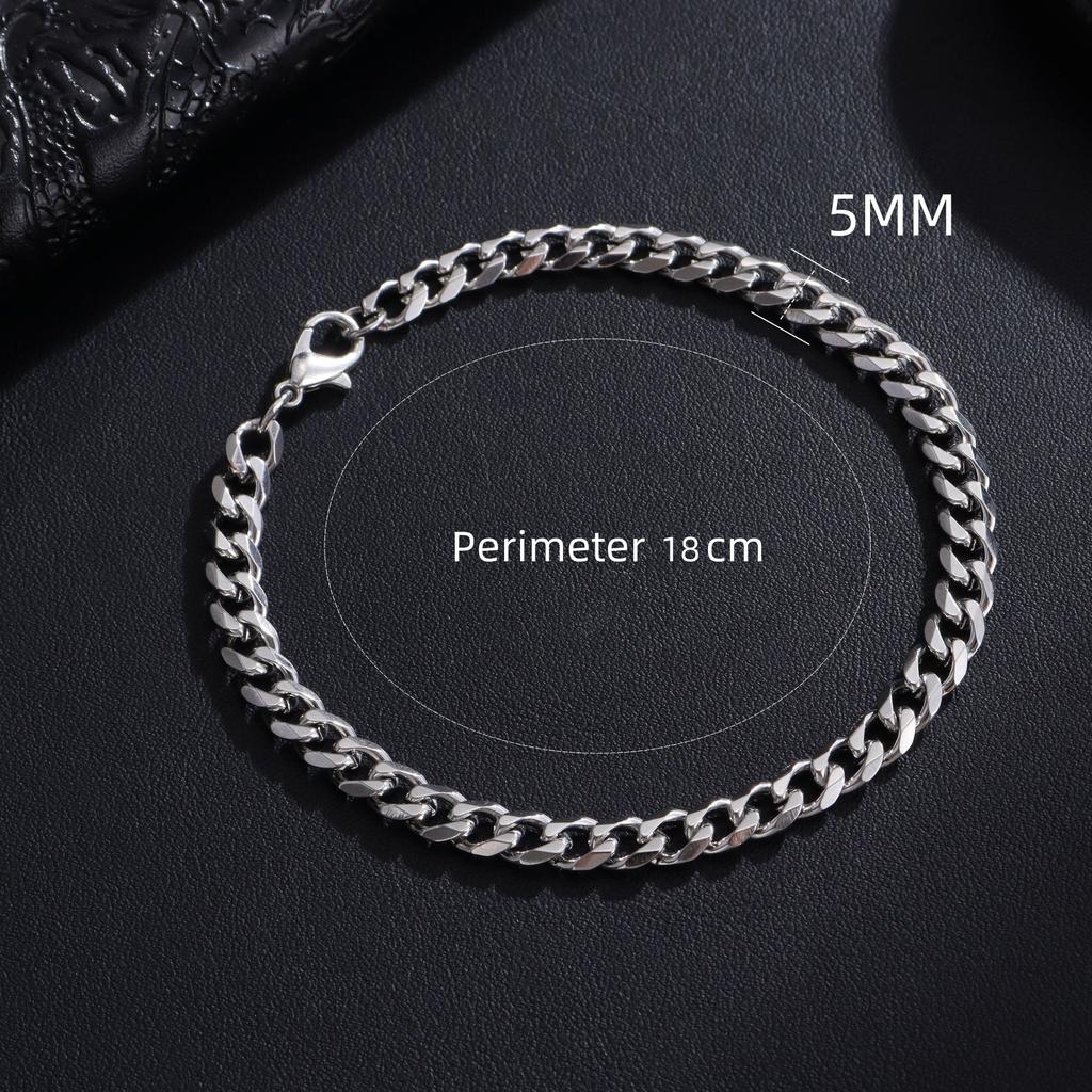 New Trendy Cuban Chain Men Bracelet Classic Stainless Steel 3/5/7/9mm Width Chain Bracelet For Men Women Zircon Gift