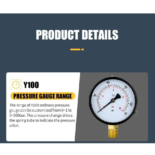 MAIRUIKESI High Quality Dry Pressure Gauge 100mm 0-600bar Black Steel Case For Fuel Air Water Hydraulic Tester