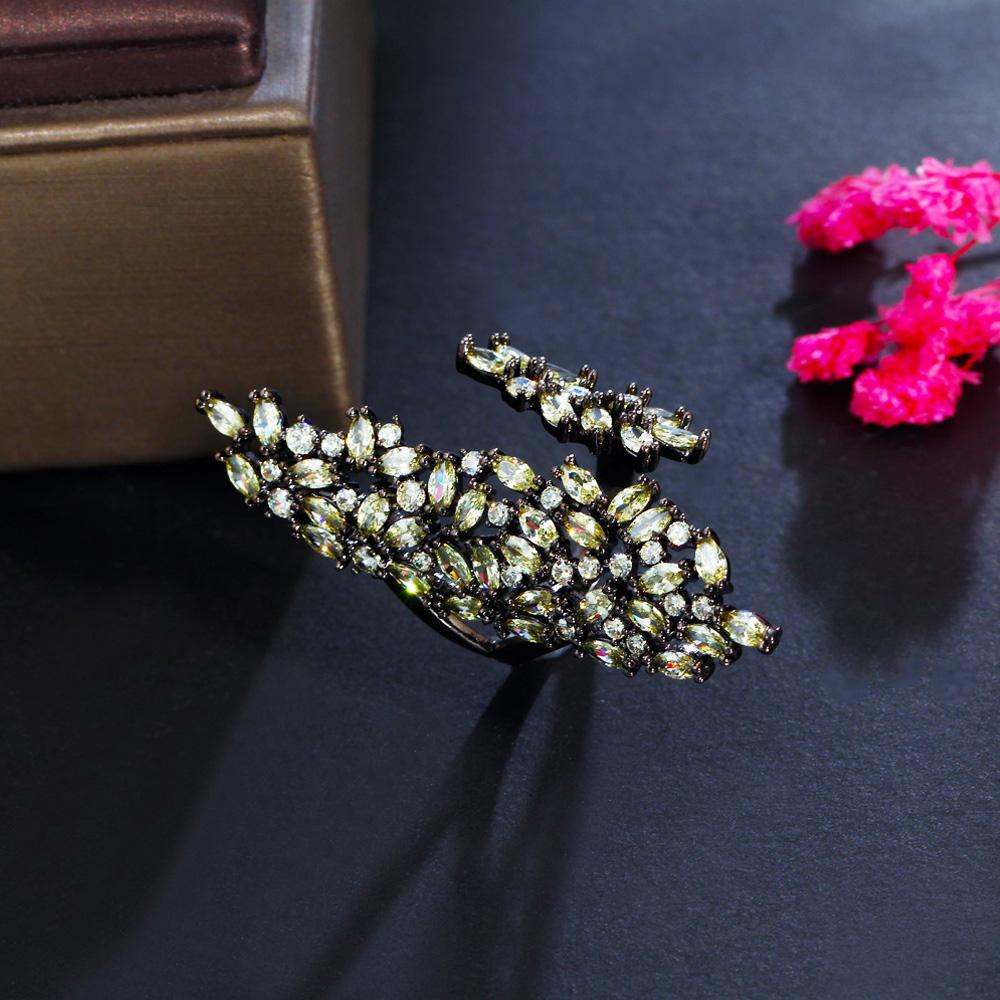 Ювелирные изделия CMM, уникальный дизайн, блестящие оливково-зеленые кольца с кубическим цирконием, роскошные большие регулируемые кольца для женщин