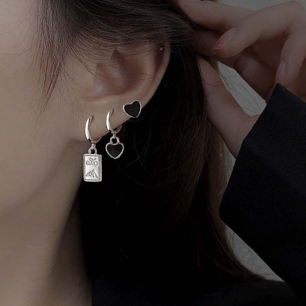 Zinc Zinc Alloy Girls Gift Korean Style Earrings Heart Ear Stud Women's Earring set Geometric Stud  Earrings