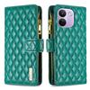 Diamond Lattice Zipper Wallet Leather Flip Phone Case For Redmi
