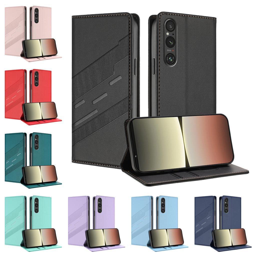 Магнитный кожаный чехол-книжка для Sony Xperia 1 VI V 5 IV 10 2023 Чехол для телефона со слотами для карт Ударопрочный | Классический дизайн