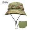 Camouflage mountaineering basin hat outdoor men's big head circumference bucket hat sun protection can be stored bionic camping jungle hat