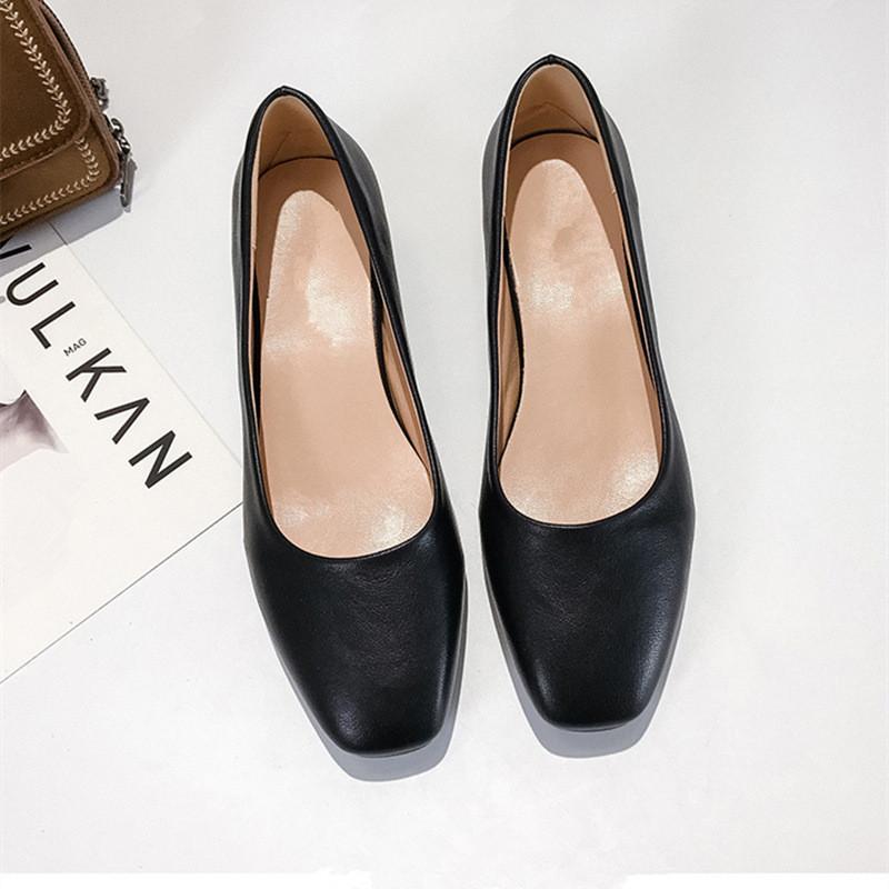 Весенняя и осенняя обувь больших размеров, удобные туфли с квадратным носком, плоским дном, неглубоким вырезом и толстым каблуком, женская обувь в стиле ретро