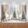 White Christmas Snow Scenery Background Xmas Tree Garland Gifts Photography Backdrop Family Xmas Party Decoration Photo Studio