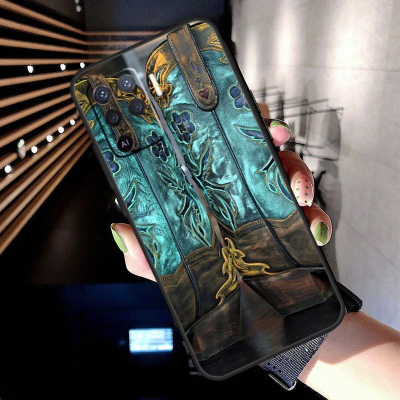 Западные Ковбойские Сапоги Ковбойские Чехол из Коровьей Кожи Для Oppo A5 Pro A15 A17 A57 A77 A18 A38 A58 A78 A94 A74 A54 A16 A76 A96 A40 A60 A80
