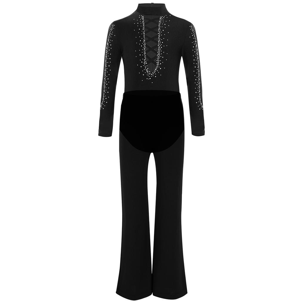 Танцевальный костюм для мальчиков, сетчатый лоскутный купальник, перекрещивающиеся бретели спереди, стразы, штаны, комплект для выступления на сцене