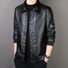 New Fashion Jacket Men's All-match Business Leather Jacket Men's Handsome Lapel Trendy High-end Leather Jacket