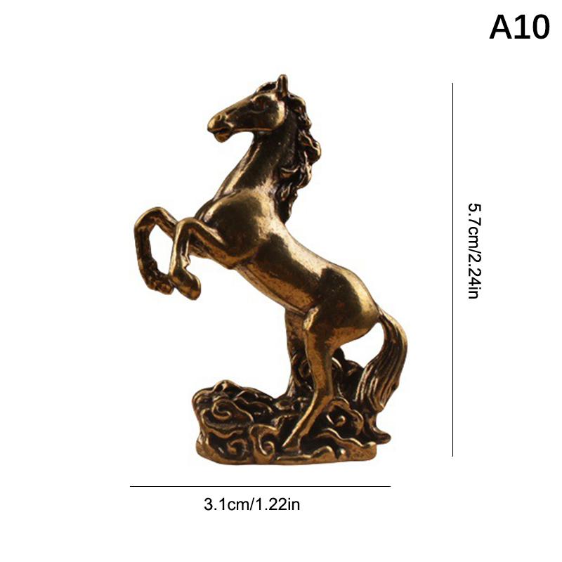 Brass Horse Figurines Chinese Year Zodiac Horse Ornament Feng Shui Lucky Statue Home Office Desktop Decoration Crafts