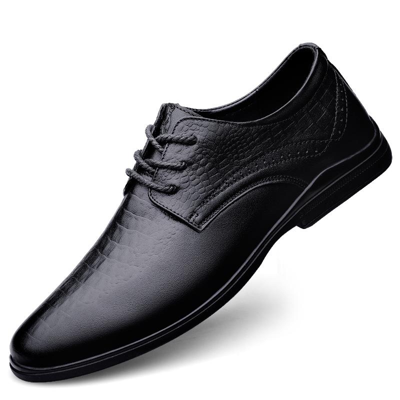 Fashion Handmade Genuine Leather Mens Shoes New Trendy Minimalist Oxford Shoe Lace Up Formal Business Shoes Classic Gentleman Footwear