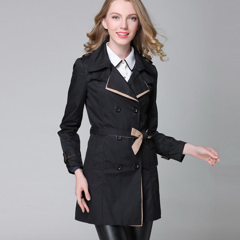 Двубортный плащ на кокетке с поясом и отложным воротником VANGULL