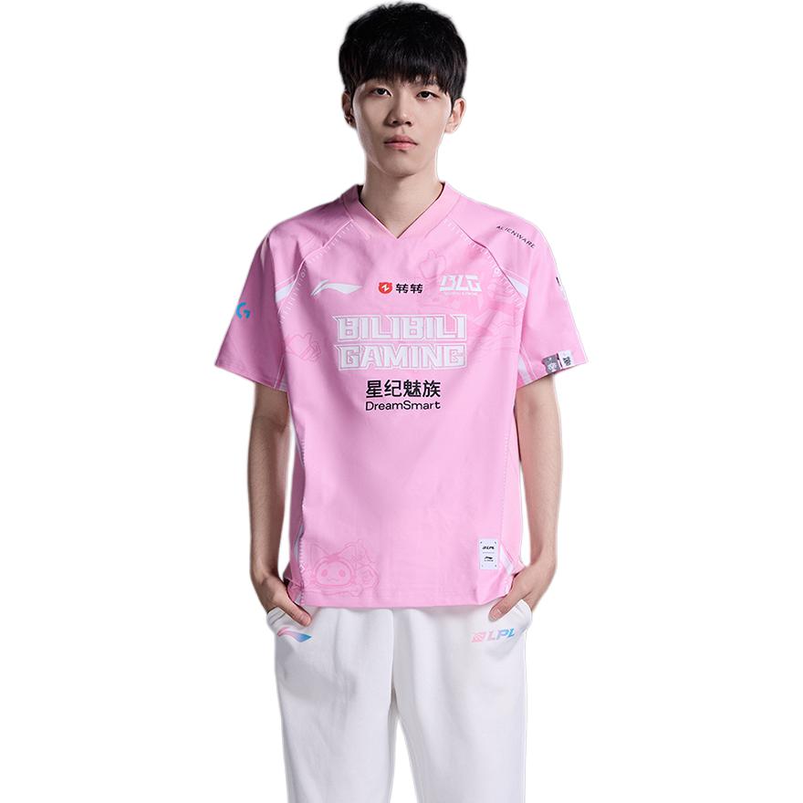 Футболка унисекс с коротким рукавом и свободным кроем Li Ning E-Sports Series с буквенным принтом, цвет персика, дерева и розового ATSU703-1