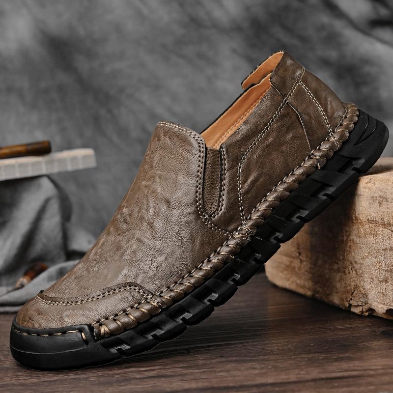 Мужская повседневная обувь из натуральной кожи ручной работы. Удобные мокасины. Мужская деловая обувь на плоской подошве.