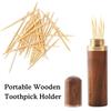 Портативный деревянный держатель-контейнер для зубочисток, дорожный, для гостиной, ведерко, кейс, зубочистка, диспенсер, мини U4T8