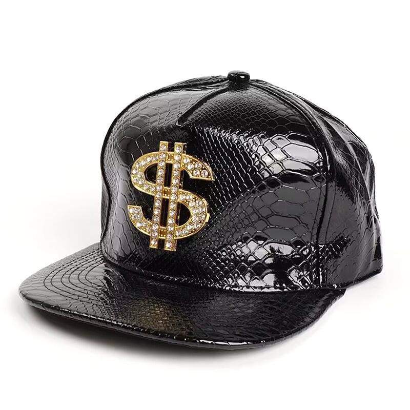 Крутая бейсболка в стиле хиппи с плоскими полями, кепка дальнобойщика в стиле панк с золотым знаком доллара, кепка Snapback для повседневного отдыха и спорта на открытом воздухе