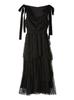 Shoulder Ribbon Tiered Dress SWFO264133 BLK 1 [Snidel] Women's