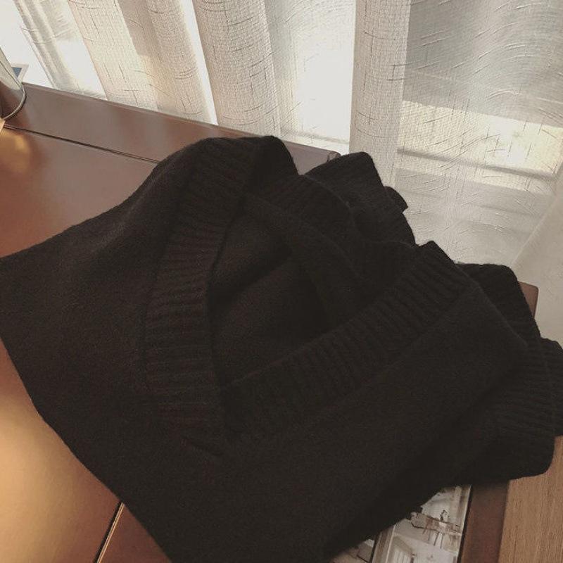 Свитер с v-образным вырезом, женский осенне-зимний корейский однотонный вязаный жилет, повседневный свободный модный свитер без рукавов в консервативном стиле, жилет