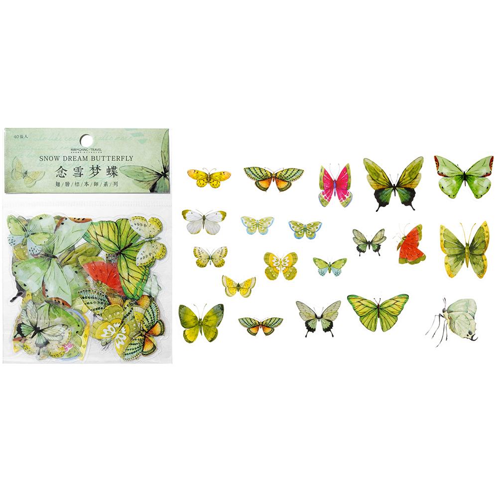 40pcs Colorful Butterfly Wings Stickers Epoxy Resin Fillings Plant Sticker for DIY Silicone Mold Filler Nail Art Crafts Decor