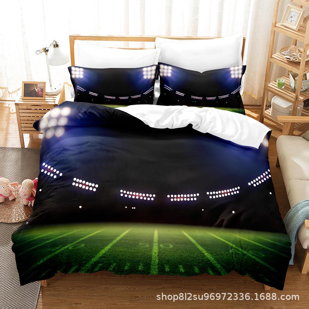 Комплект постельного белья 3D Football Series, спортивный пододеяльник и наволочка, 2/3 предмета, подходят для домашнего украшения комнат футбольных фанатов мальчиков
