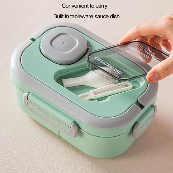 Коробка для обеда Двухслойная коробка для бенто Легко носить с собой Герметичный контейнер для обеда с коробкой для соуса для офисной школы