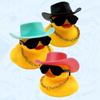 Cowboy Hat Yellow Duck with Sunglasses Cute Bath Toys for Kids Floating Pool Decor BPA-Free Car Dashboard Decoration