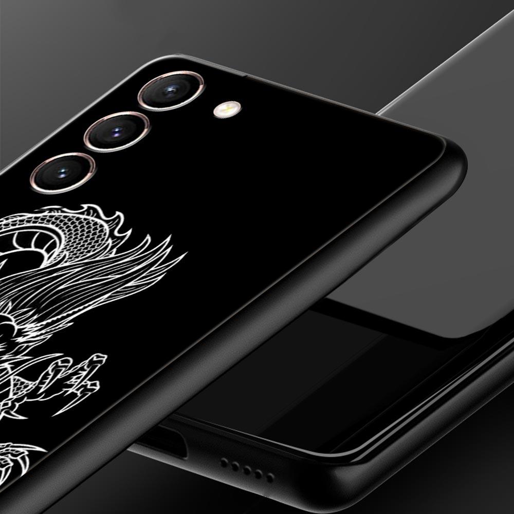 Чехол для телефона Samsung Galaxy S23 S22 Ultra S20 S21 FE 5G S10 S9 Plus S10E S8 Note 10 20 Силиконовый Черный Чехол Модный Дракон