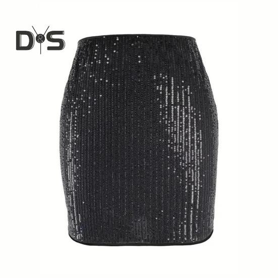 Женская мини-юбка с высокой талией, короткая юбка с пайетками, сексуальный стиль, облегающая бедра, блестящая юбка, вечеринки, свадьбы, клубы, одежда