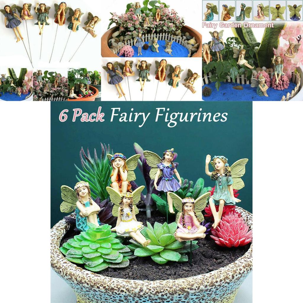 Очаровательный набор из 6 фигурок фей для декора сада и комнатных растений, аксессуары для микроландшафта