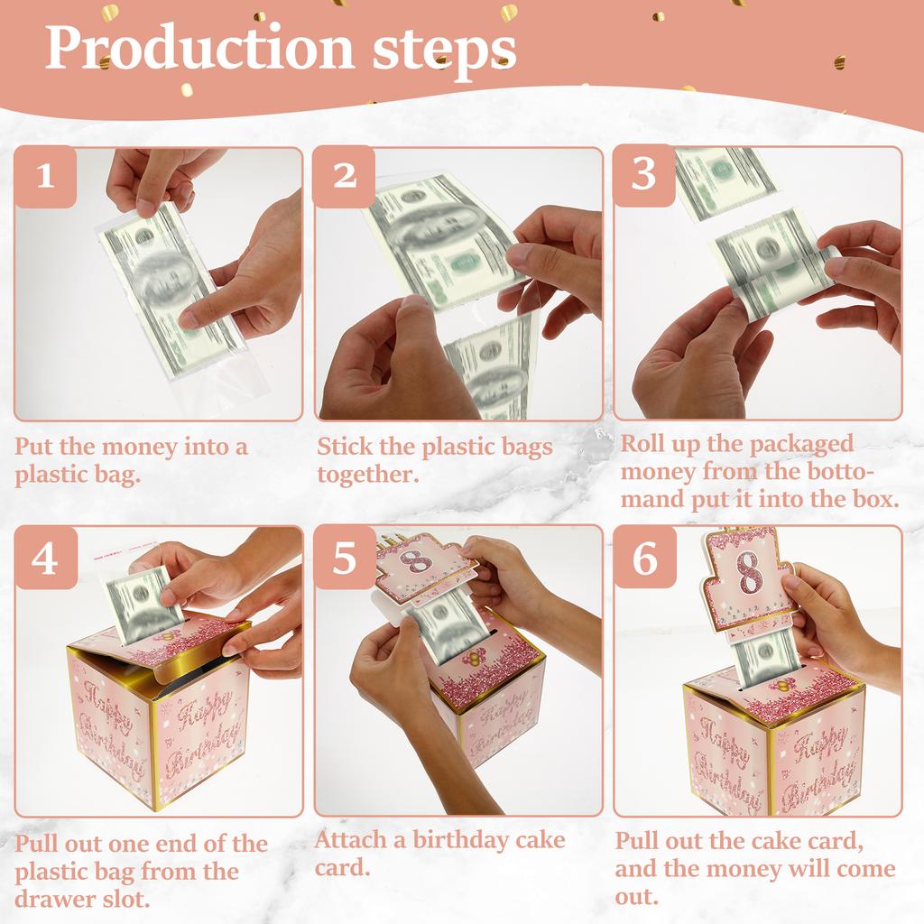 2Pcs Birthday Money Pull Box Set Creative Happy Birthday Money Gift Box Exquisite Surprise Birthday Party Cash Gift Box DIY