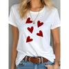 Summer Round Neck Heart-shaped Printed Top Fashionable Casual Short Sleeved Pure Cotton Women's T-shirts