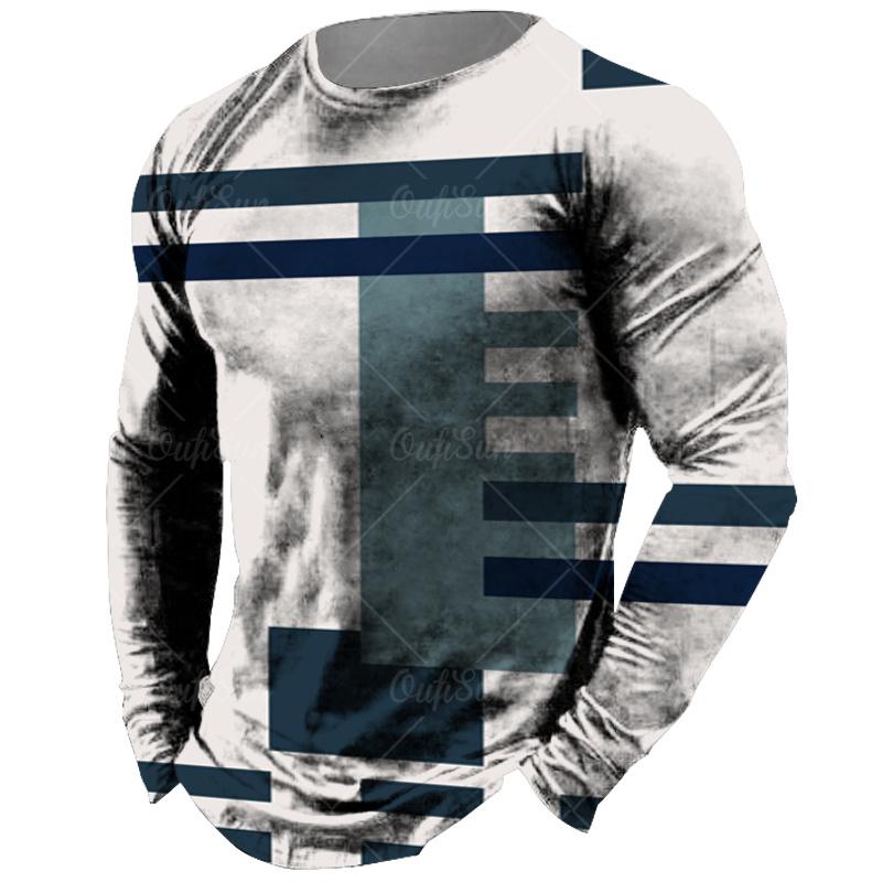 Винтажная мужская футболка с длинным рукавом, топы с клетчатым принтом, осенняя толстовка большого размера, мужская повседневная уличная одежда с круглым вырезом, мужская одежда