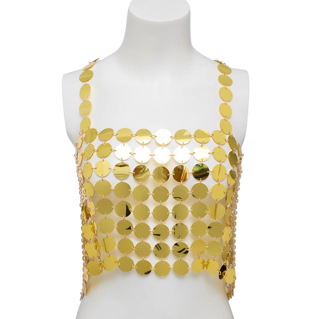 Креативный жилет с пайетками, ажурный, уличный стиль, модная бикини одежда, сексуальный, клубный, хипстерский, с бахромой, боди-цепочка