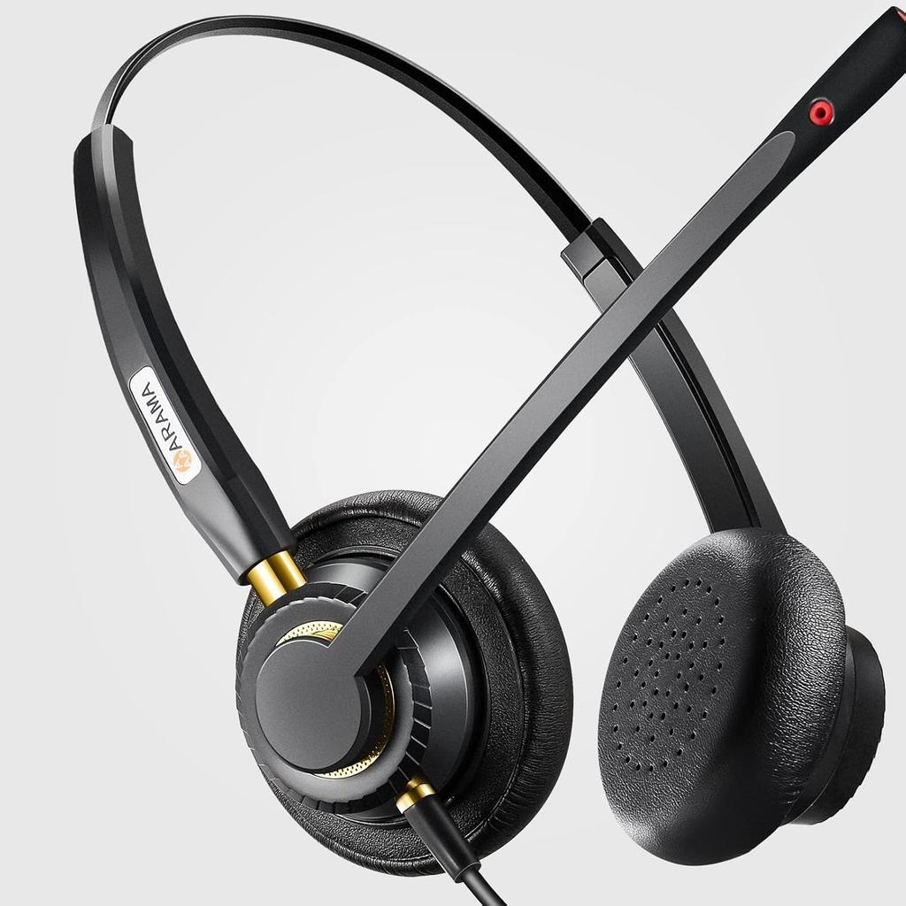 Arama USB-гарнитура с микрофоном для компьютера, ноутбука, наушники с шумоподавлением, микрофоном и элементами управления звуком для домашнего офиса, бизнеса, Skype, UC, веб-семинара, Zoom