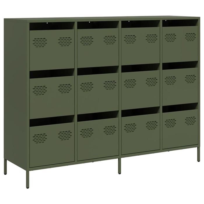 VidaXL Olive Green Buffet 135x39x103.5 Cm Cold-rolled Steel, Storage Furniture, Kitchen Storage Furniture, Furniture 3307177