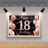 Happy 18th Birthday Rose Gold Sparkly Background Birthday Party Decoration Black Rose Gold Sparkly Balloon party supplies Banner