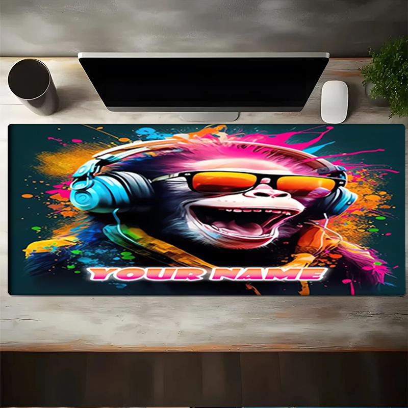 1PC Custom Name Monkey Music Party Mouse pad, keyboard and mouse desk pad, for computer notebook Birthday Gift For Any Room Or Office