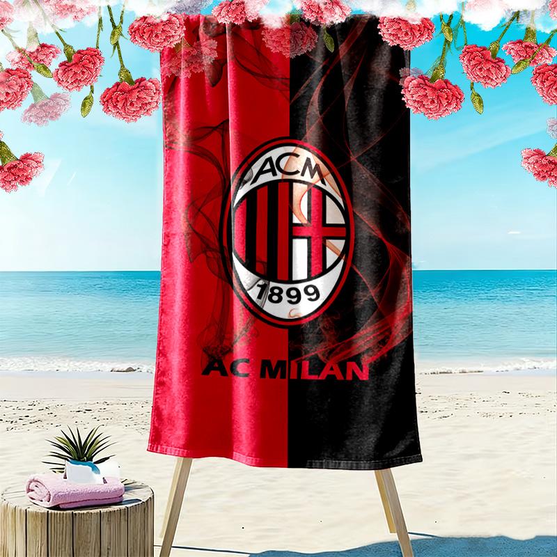 AC Milan Print Beach Towel, Large Soft Quick Dry Towel for Beach Camping Swimming
