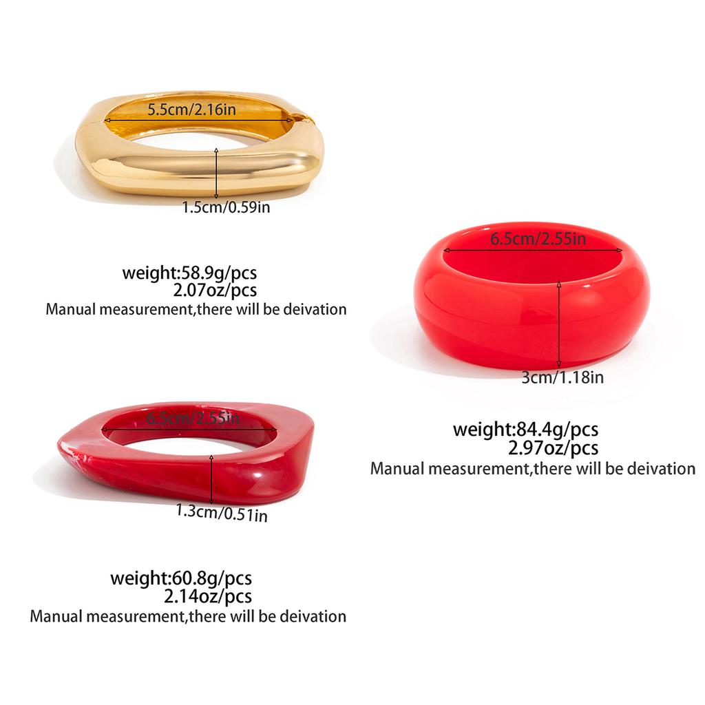 Ingemark 3 Styles Boho Resin Acrylic Bangles for Women 2025 New Fashion Vintage Irregular Wide Springs Bracelets Women Jewelry