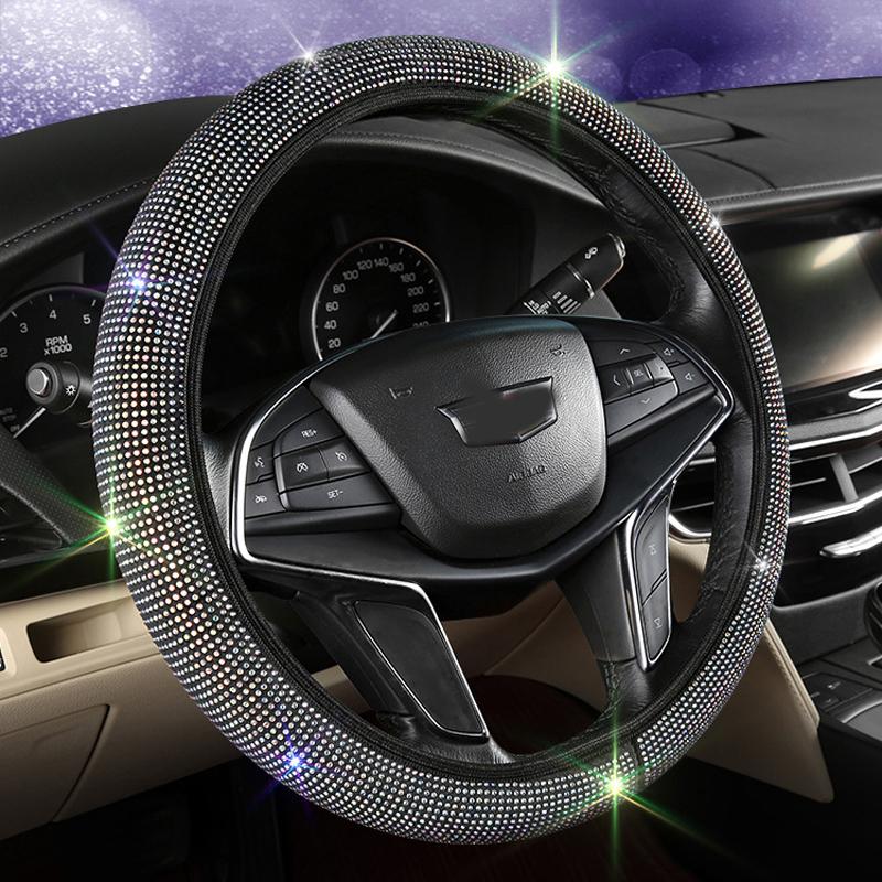 6 цветов, блестящий алмазный чехол на руль автомобиля, универсальная эластичная радужная защита на руль автомобиля, авто