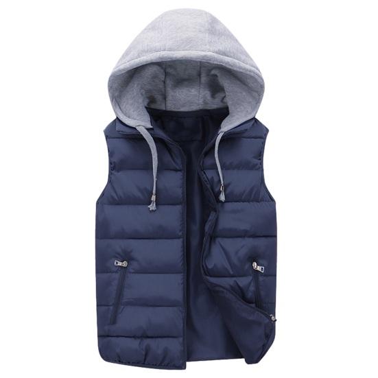 Men Autumn Winter Warm Vest with Hood Zipper Closure Waterproof Cold Prevention Sleeveless Casual Jacket Vest