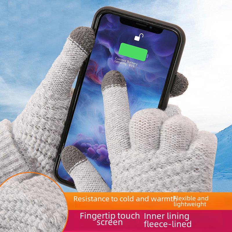 Women's and Men's Winter Touchscreen Gloves - Thick Velvet Cotton, Pineapple Pattern, Wool Blend for Cold-Weather Cycling.