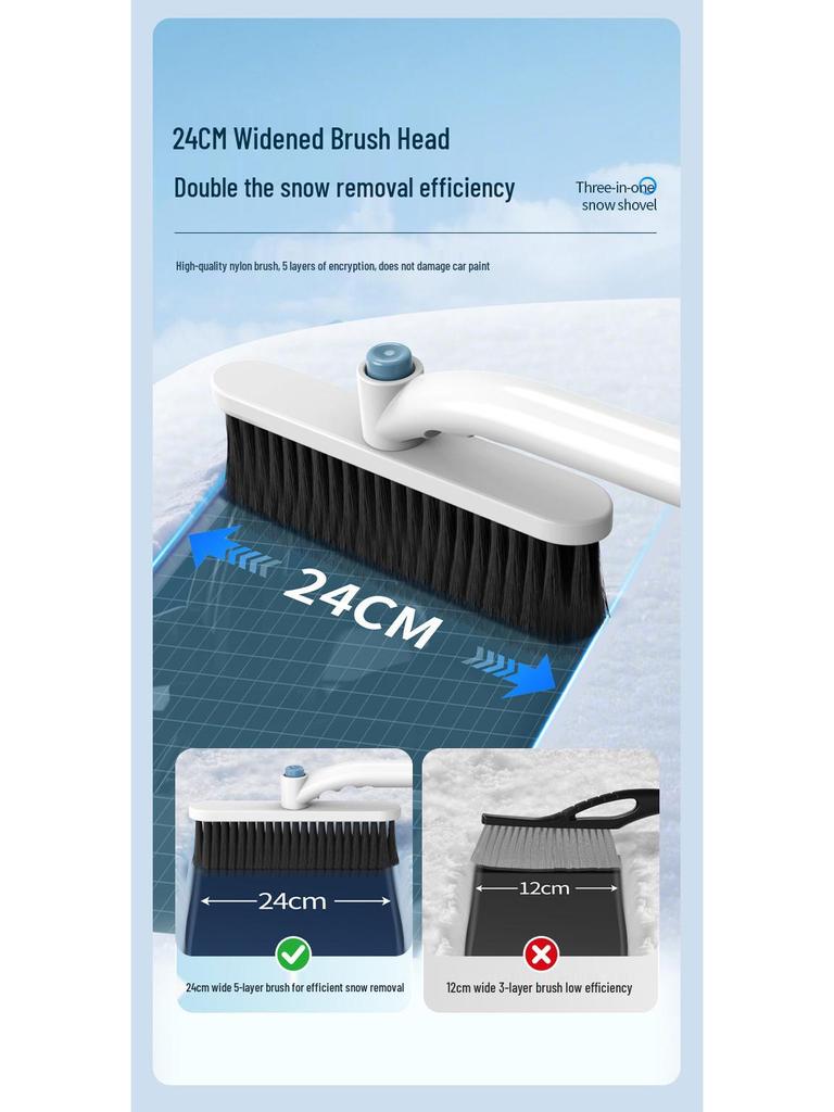 Телескопическая многофункциональная алюминиевая лопата для снега со скребком для льда для автомобилей