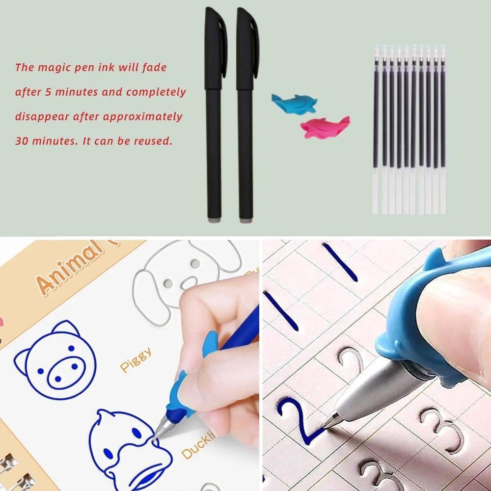 3D Children's Handwriting Book Reusable Handwriting Arabic Calligraphy Book Pen Refills with Pen Magic Practice Writing Post