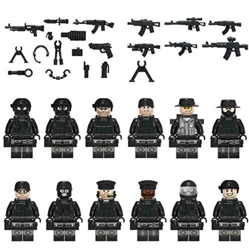 Moc Набор военных строительных блоков Черный Спецназ Джип с мелкими деталями для сборки Игрушка в пакете)