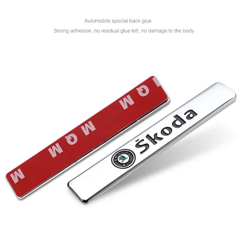 BASQ5 1Pcs Metal Car Emblem Badge Sticker Fender Trunk Decals Decoration For Skoda Octavia Superb Rapid Kodiaq Karoq Fabia Kamiq Enyaq