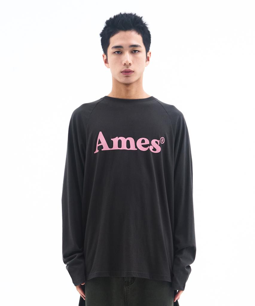 AMES-WORLDWIDE Basic Logo Longsleeve Tee Charcoal