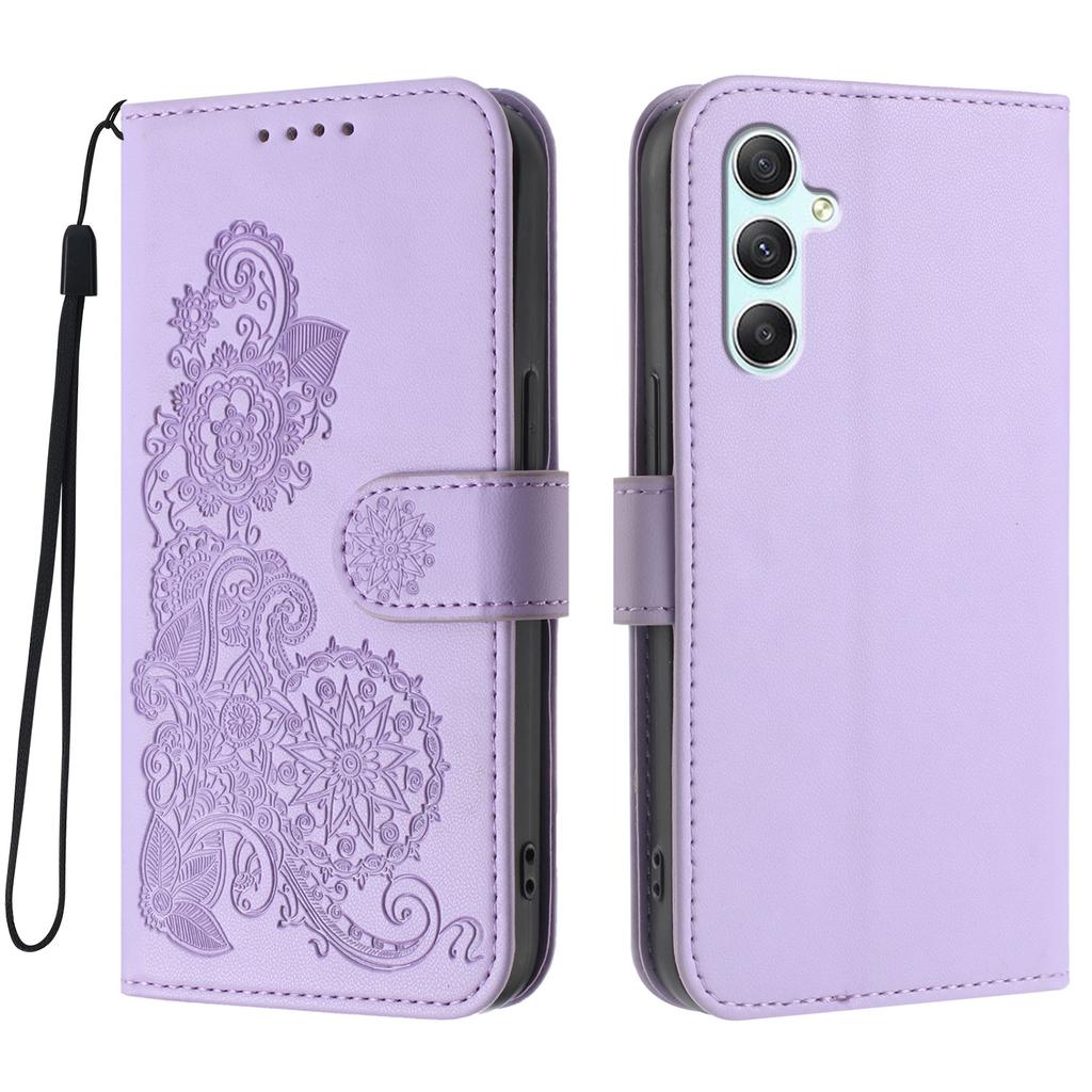 For Samsung Galaxy A34 5G Phone Cases Mandala Flower Leather Wallet Mobile Cover with Strap