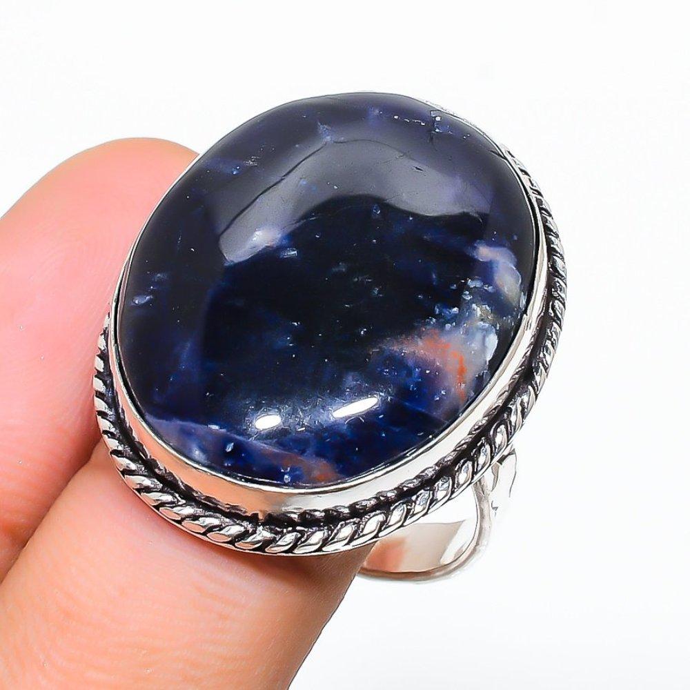 Natural Sodalite Gemstone Handmade 925 Sterling Silver Gift Ring Size 10 S5e31